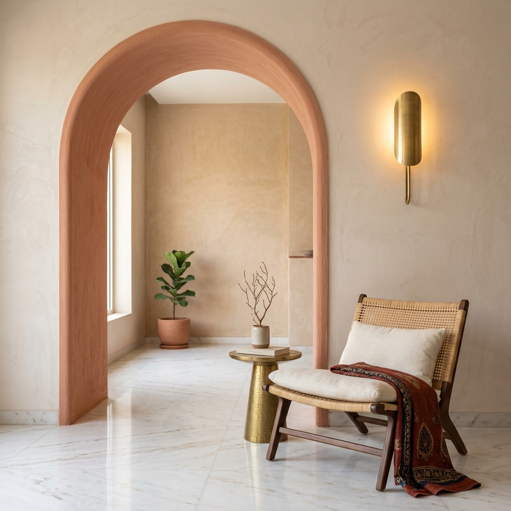 Minimalist clay arch modern interior details