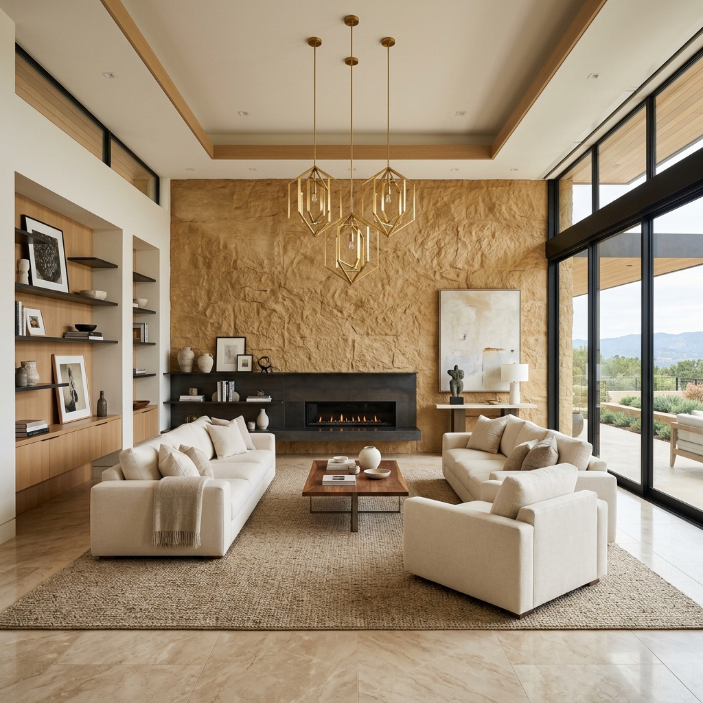 Luxury minimalist furniture styling after spatial intervention
